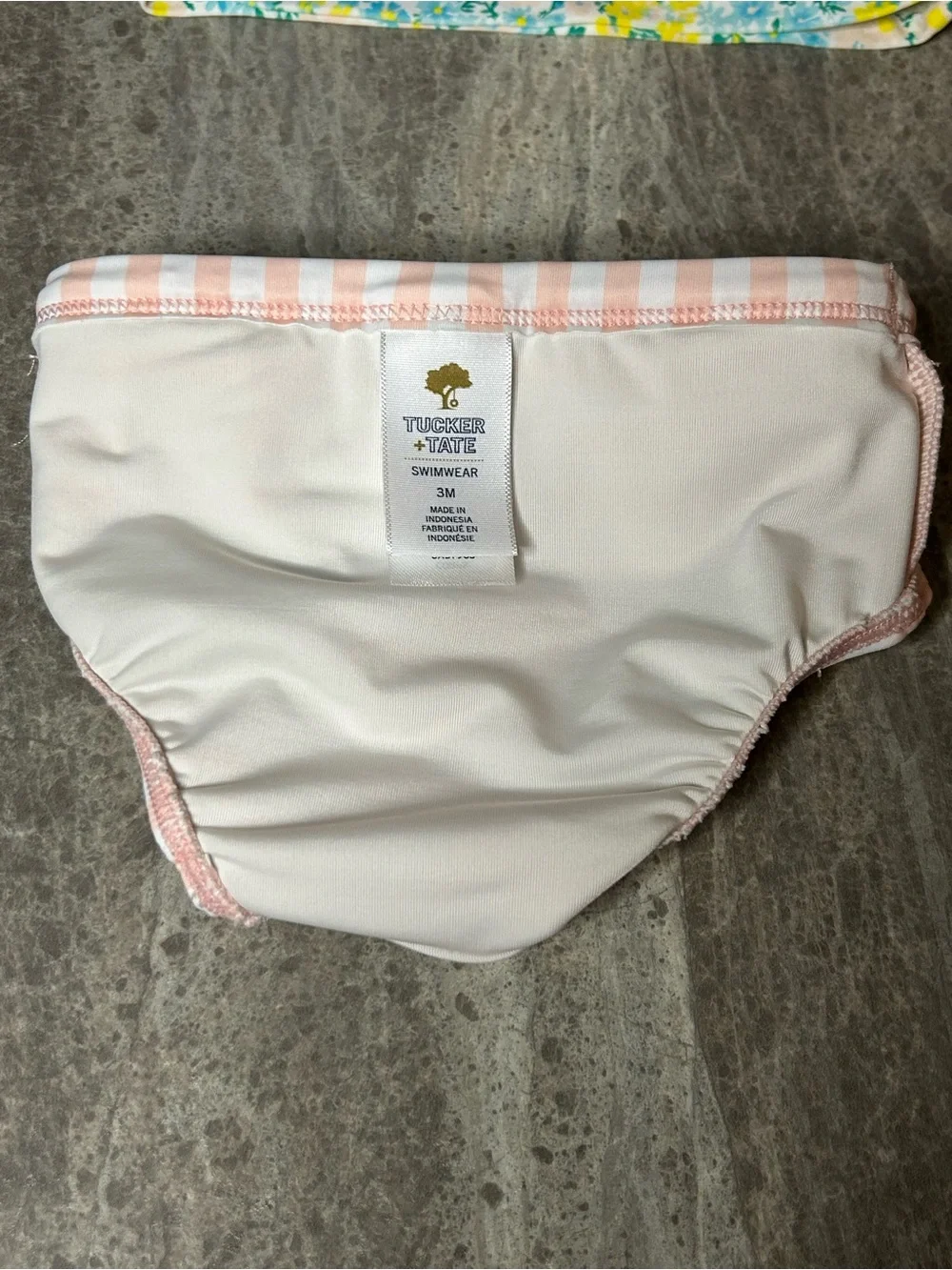 Tucker+Tate Girls Floral Swim Top with Pink Stripe Ruffle Bottoms 0-3 Months